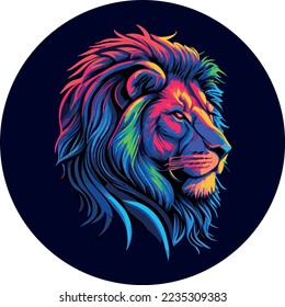 A multi color lion head