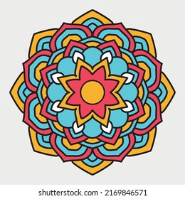 Vector de diseño de Mandala multicolor para niños libro