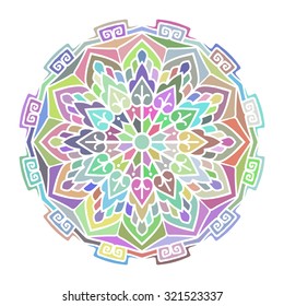 Multi color Mandala. Vector Ethnic Oriental Circle Ornament. 