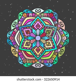 Multi color Mandala. Vector Ethnic Oriental Circle Ornament. 