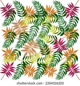 Multi color mixed leaf design, vector, graphic design, fabric design