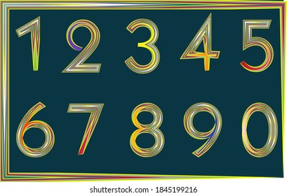 Multi color numbers with striped paint effect.