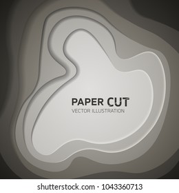 Multi color paper layers 3D papercut vector background - Abstract paper cut texture for topography website template - Creative smooth cartoon origami paper shape concept