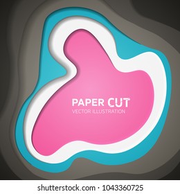 Multi color paper layers 3D papercut vector background - Abstract paper cut texture for topography website template - Creative smooth cartoon origami paper shape concept