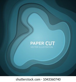 Multi color paper layers 3D papercut vector background - Abstract paper cut texture for topography website template - Creative smooth cartoon origami paper shape concept