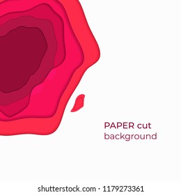 Multi color paper layers 3D papercut with gradient on blue vector background. Abstract paper cut texture for topography website template or cartoon origami paper shape concept