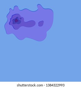 Multi color paper layers 3D papercut with gradient on purple blue vector background. Abstract paper cut texture for topography website template or smooth cartoon origami paper shape concept 
