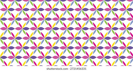 Multi color Petal Shape Seamless Pattern on white Background.
