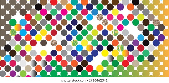Mehrfarbige Polka Farbe Einfache nahtlose Hintergrund in Polka Dots. Vektormuster in Pastellfarben.