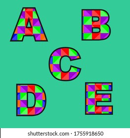 multi color polygon font design vector illustration