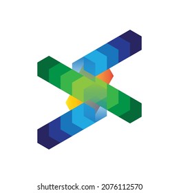 Multi color polygon style logo