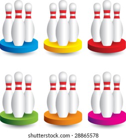 multi color presentation for bowling pins