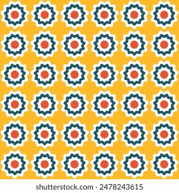 Multicolor Rojo Amarillo Azul. Patrón de baldosas de rejilla de estrellas de arco iris. Patrón de suelo de mosaico de combinación de colores primarios. Fondo de pantalla de fiesta colorido funky de moda. Elementos de Vector imprimibles editables para papel de regalo, etc