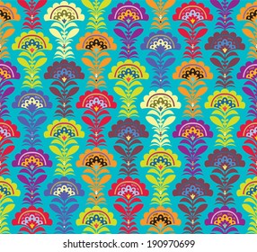 Multi color Retro pattern. Vector formate. Flowers seamless wallpaper