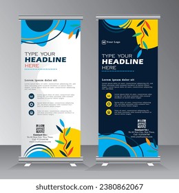 multi color roll up banner template, roll up banner desing with geometric background, vertical banner template, vector eps 10