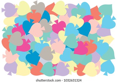 Multi color of Spades put overlap to pattern. colorful of geometry shape overlay to texture of backdrop.