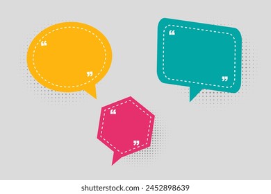 multi color speech bubbles with quote sign, Conceptual image about communication and social media, customer feedback