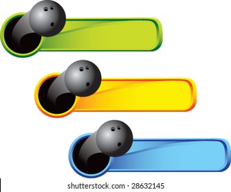 banner web de bola de bolos de múltiples colores