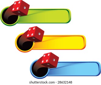 multi color thrown dice web banner