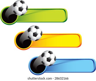 multi color thrown soccer ball web banner