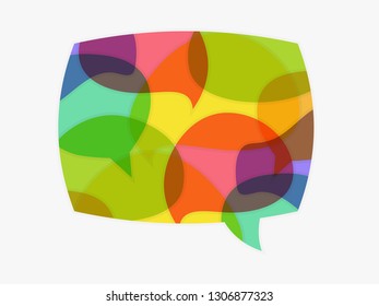 Multi color transparent speech bubbles in vector graphics