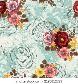 multi color vector stock flowers leaves bunches pattern on texture background