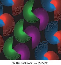 Diseño de mandala cuadrado de ondas multicolor.