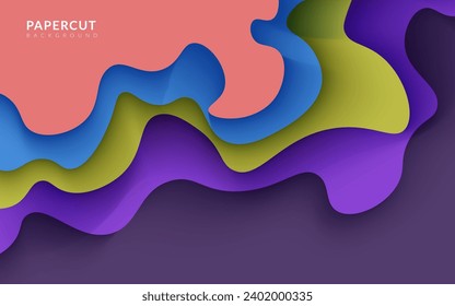 multi colored abstract dynamic colorful soft gradient papercut overlap layers background. eps10 vector