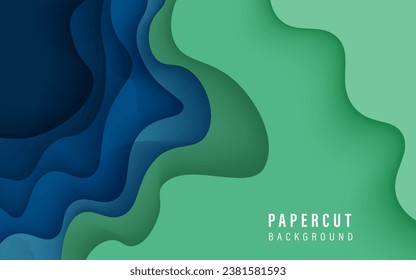 fondo de capas de solapamiento onduladas multicolor en color azul verde abstracto y colorido. vector eps10