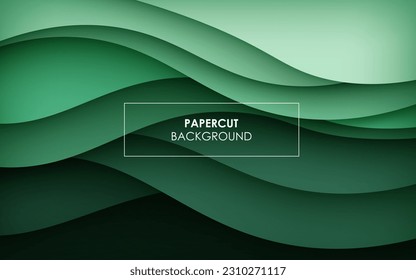 multi colored abstract green dynamic wavy papercut overlap layers background. eps10 vector