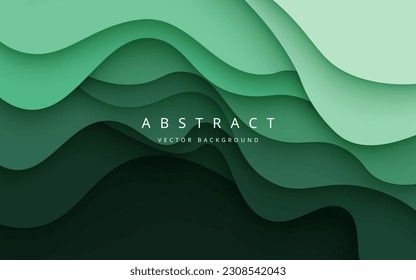 multi colored abstract green papercut overlap layers background. eps10 vector
