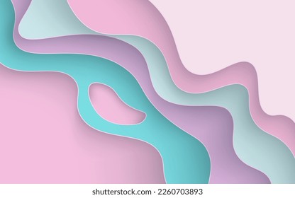 multi colored abstract pink green, blue overlap layers papercut wavy background. eps10 vector