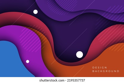 multi colored abstract purple, yellow, orange and blue wavy papercut overlap layers background. eps10 vector