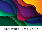 multi colored abstract red orange green purple yellow colorful gradient papercut overlap layers background. eps10 vector