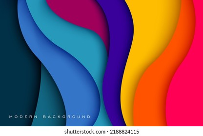 multi colored abstract red orange green purple yellow colorful wavy papercut overlap layers background  eps10 vector