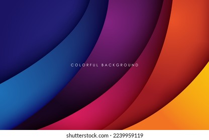 multi colored abstract red orange green purple yellow colorful gradient wavy papercut overlap layers background. eps10 vector