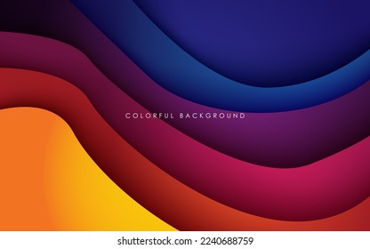 fondo de capas de solapamiento multicolor de fondo de gradiente ondulado de color rojo anaranjado verde violeta amarillo pálido. vector eps10