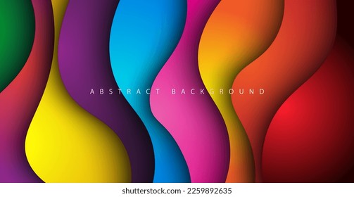 multi colored abstract red orange green purple yellow colorful gradient papercut overlap layers background. eps10 vector