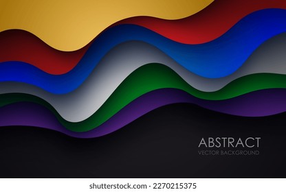 multi colored abstract red orange green purple yellow colorful wavy papercut overlap layers background. eps10 vector