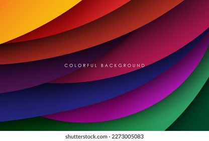 fondo de capas de solapamiento multicolor de fondo de gradiente ondulado de color rojo anaranjado verde violeta amarillo pálido. vector eps10