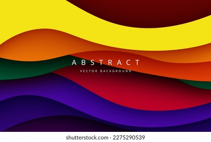 multi colored abstract red orange green purple yellow colorful dynamic wavy papercut overlap layers background. eps10 vector