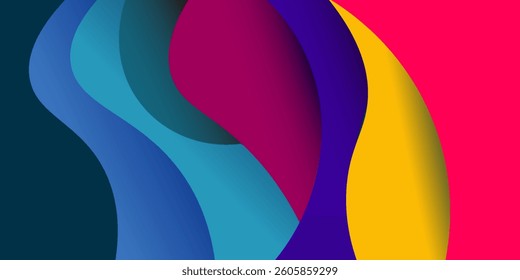 multi colored abstract red orange green purple yellow colorful wavy papercut overlap layers background