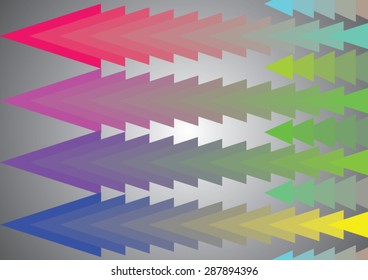 Multi colored arrow pointing to the left.