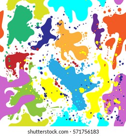 Multi colored blots seamless background for holi festival. Illustration in vector format