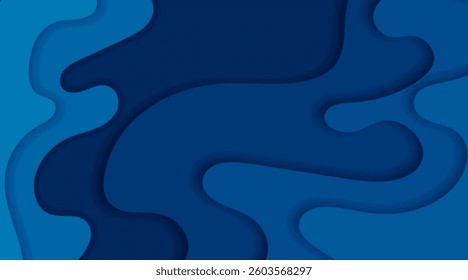 multi colored blue wavy papercut with overlap layers background