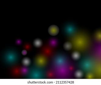 Multi colored bokeh light on a black background for background