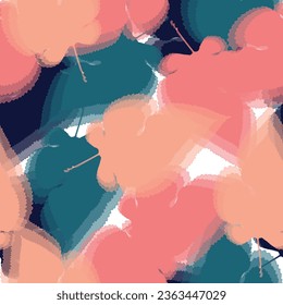Multi colored botanical ornament with simple doodle branches. Colorful linear leaves seamless pattern.