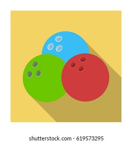 multi colored bowling balls.Bowling fun at the pub. Pub single icon in flat style vector symbol stock illustration.