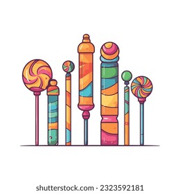 Multi colored candy in spiral over white