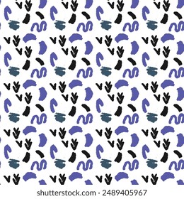 Multi colored charcoal pencil shapes and doodles seamless pattern. Hand drawn vector quirky shapes in punk or childish style. Naive playful abstract charcoal scribbles. Doodles and curved lines.